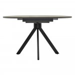 Стол Rudolf круглый раскладной 100-130x100x75см, Бетон слюда, чёрный