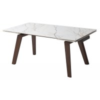 Стол BETIS 180 MATTE GILDED WHITE SOLID CERAMIC / Орех, ®DISAUR