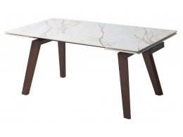 Стол BETIS 180 MATTE GILDED WHITE SOLID CERAMIC / Орех, ®DISAUR