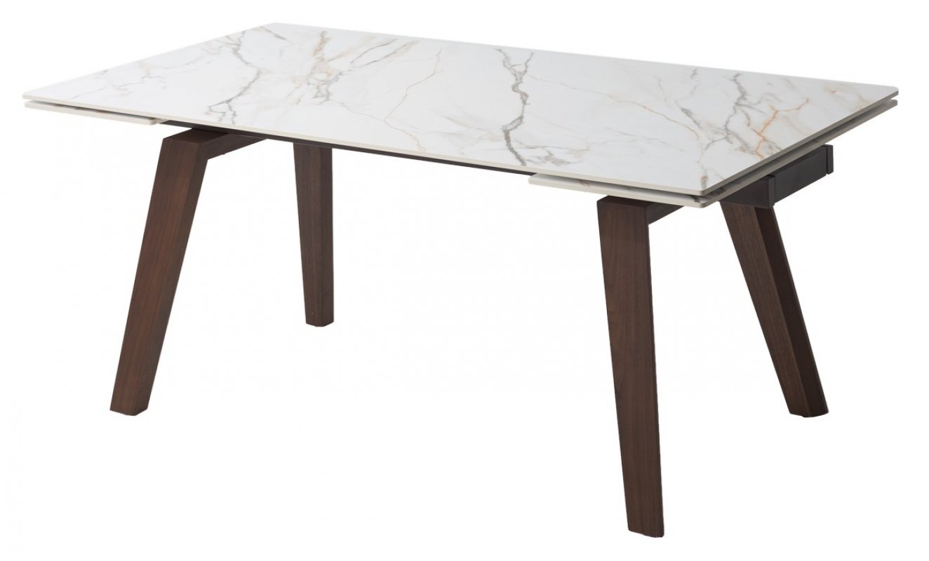 Стол BETIS 180 MATTE GILDED WHITE SOLID CERAMIC / Орех, ®DISAUR