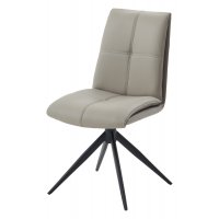 Стул VIGGE 360 град. поворот.  HF017-11 / HF017-12 Бежевый, экокожа / Черный каркас, ®DISAUR