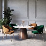 Стул-полукресло Emil бежевый с золотыми ножками