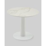 Стол круглый Терралино D90 верх керамика белый матовый, основание металл белый