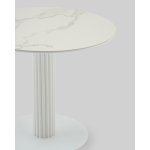 Стол круглый Терралино D90 верх керамика белый матовый, основание металл белый