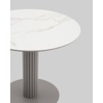 Стол круглый Терралино D90 верх керамика белый матовый, основание металл латте