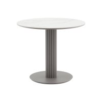 Стол круглый Терралино D90 верх керамика белый матовый, основание металл латте