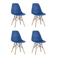 Стул Eames Style DSW синий x4 (разборный каркас)