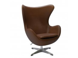 Кресло EGG STYLE CHAIR коричневый, натуральная кожа