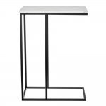 Придиванный столик Loft 50x30см, белый мрамор, чёрные ножки