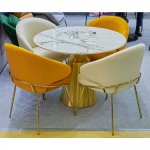 Стул-полукресло Emil горчичный с золотыми ножками