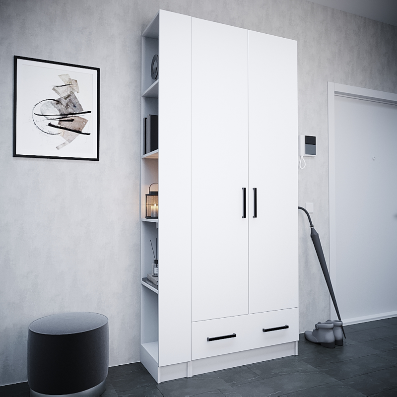 Прихожая Кевин шкаф 2х-ств. белый