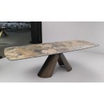 Стол CALDERON 180 TL-137  матовый, испанская керамика / брашированный каркас, цвет медный, ®DISAUR