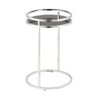 Журнальный столик Гестия 41*60см стекло черное сталь серебро