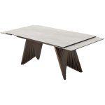 Стол IVAR 180 MARBLES TL-109 Серый мрамор, испанская керамика / Шоколадное золото каркас, ®DISAUR
