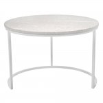Набор кофейных столиков Tango бежевый мрамор с белыми ножками, 2шт