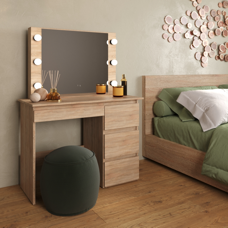 Стол косметический с подсветкой Сура 900х1360х400 Сонома