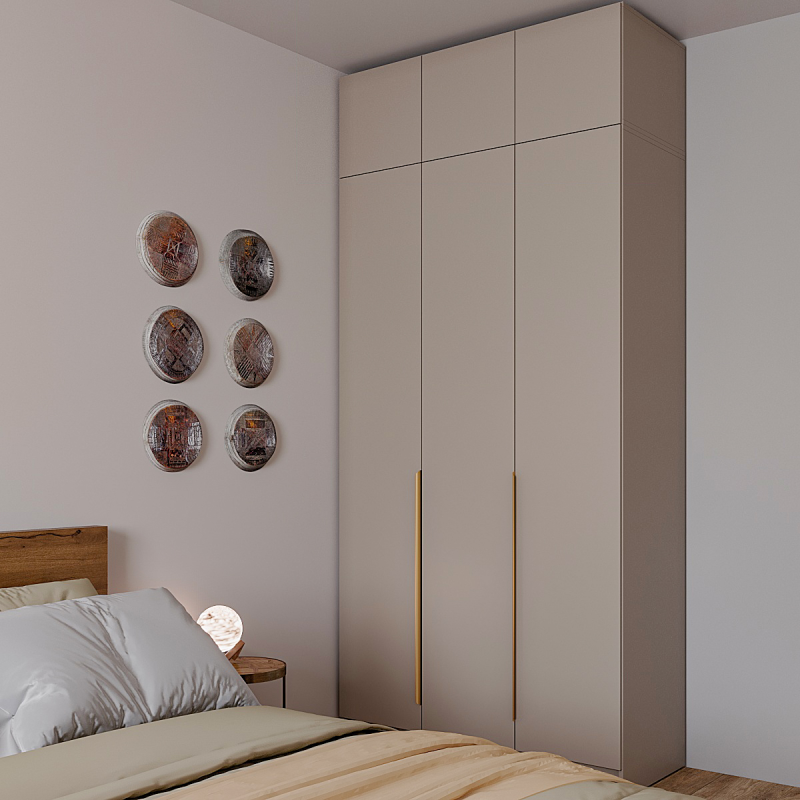 Набор Шкаф Голд Бостон+антресоль Бежевый 1200*2600*520 (Глиняный Серый) (шкаф+антресоль)