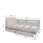 Набор Кровать Ксения 1200 с ящиками и прикроватным блоком кашемир