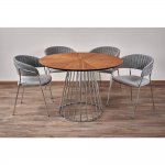 Стол Liverpool диам.110см, шпон орех лучевой набор, с хромированными ножками