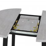 Стол Next круглый раскладной 90-120x90x76,5см, Бетон Лайт, чёрный Стол Next круглый раскладной 90-120x90x76,5см, Бетон Лайт, чёрный