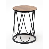 "Перу" журнальный стол из HPL круглый Ø40 H55, каркас из алюминия темно-серый (RAL 7024) муар, цвет столешницы "дуб"