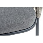 "Лион" стул плетеный из роупа, каркас из стали темно-серый (RAL7024) муар, роуп серый меланж круглый, ткань серая 017