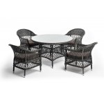 "Дольче" обеденная группа из искусственного ротанга, цвет графит