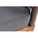 "Канны" диван 3-местный плетеный из роупа, основание дуб, роуп коричневый круглый, ткань темно-серая 027