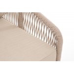 "Канны" левый модуль плетеный из роупа, каркас алюминий белый муар, роуп бежевый круглый, ткань бежевая 15052