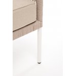 "Канны" левый модуль плетеный из роупа, каркас алюминий белый муар, роуп бежевый круглый, ткань бежевая 15052