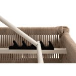 "Ривьера" шезлонг плетеный из роупа, каркас алюминий белый муар, роуп бежевый круглый, ткань бежевая 052