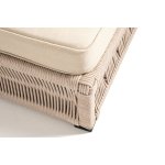 "Ривьера" шезлонг плетеный из роупа, каркас алюминий белый муар, роуп бежевый круглый, ткань бежевая 052