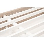 "Ривьера" шезлонг плетеный из роупа, каркас алюминий белый муар, роуп бежевый круглый, ткань бежевая 052