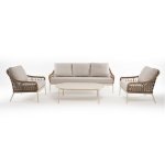 "Венеция" лаунж-зона из искусственного ротанга, цвет соломенный