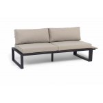 "Тулон" левый модуль, каркас алюминий, HPL "дуб", черный муар, ткань бежевая 15052