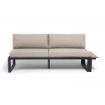 "Тулон" левый модуль, каркас алюминий, HPL "дуб", черный муар, ткань бежевая 15052