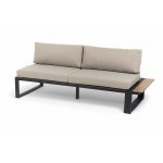 "Тулон" левый модуль, каркас алюминий, HPL "дуб", черный муар, ткань бежевая 15052