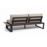 "Тулон" левый модуль, каркас алюминий, HPL "дуб", черный муар, ткань бежевая 15052