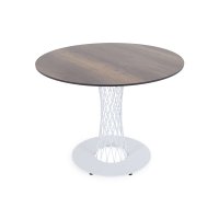 "Диего" обеденный стол из HPL круглый Ø100см, цвет "дуб", каркас белый