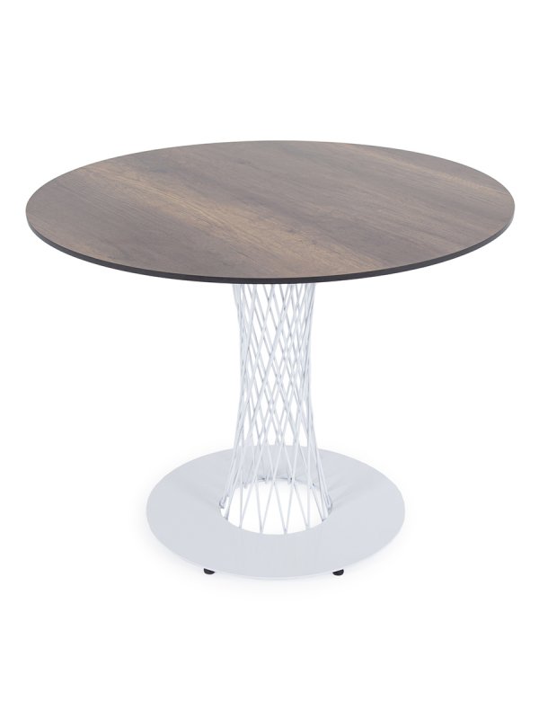 "Диего" обеденный стол из HPL круглый Ø100см, цвет "дуб", каркас белый