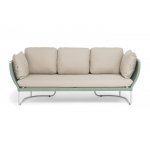 "Фиджи" диван 3-местный плетеный из роупа, каркас алюминий светло-серый (RAL7035) муар, роуп зеленый (4204) круглый tex, ткань Mossle бежевая