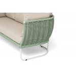 "Фиджи" диван 3-местный плетеный из роупа, каркас алюминий светло-серый (RAL7035) муар, роуп зеленый (4204) круглый tex, ткань Mossle бежевая