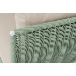 "Фиджи" диван 3-местный плетеный из роупа, каркас алюминий светло-серый (RAL7035) муар, роуп зеленый (4204) круглый tex, ткань Mossle бежевая