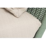 "Фиджи" диван 3-местный плетеный из роупа, каркас алюминий светло-серый (RAL7035) муар, роуп зеленый (4204) круглый tex, ткань Mossle бежевая