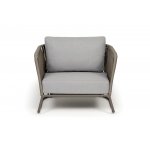 "Багамы" кресло плетеное из роупа, каркас алюминий бежево-серый (RAL7006) муар, роуп серо-коричневый 23мм, ткань светло-серая