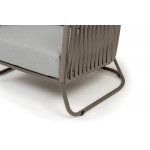 "Багамы" кресло плетеное из роупа, каркас алюминий бежево-серый (RAL7006) муар, роуп серо-коричневый 23мм, ткань светло-серая