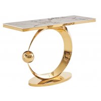 Стол-консоль Дрим IST-800,120х40х78 см, белый нефрит/золотой