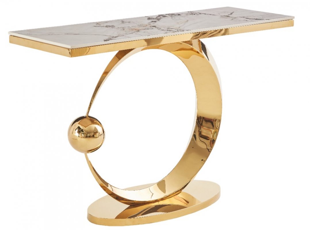 Стол-консоль Дрим IST-800,120х40х78 см, белый нефрит/золотой Стол-консоль Дрим IST-800,120х40х78 см, белый нефрит/золотой