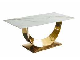 Стол обеденный Прайм IST-801, 180х90х76 см, жемчужный белый/золотой