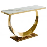 Стол-консоль Прайм IST-803,120х40х78 см, жемчужный белый/золотой